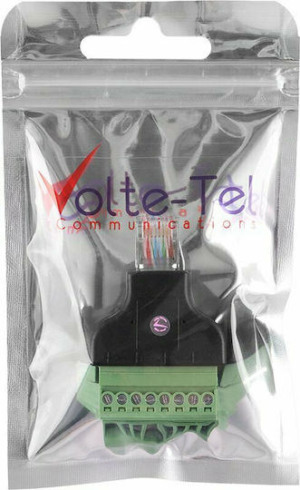 Volte-Tel Клема 8 позиции RJ45 8P8C Мъжки към подвижен проводник с винтове 8 Pin (8310423) 1бр