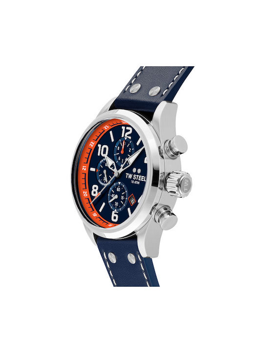 TW Steel WRC Volante Special Edition Ανδρικό Ρολόι 48mm Χρονογράφος Μπαταρίας με Μπλε Δερμάτινο Λουράκι
