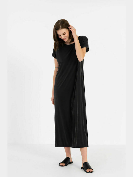 Philosophy Wear Maxi All Day Φόρεμα Αμάνικο Off Black