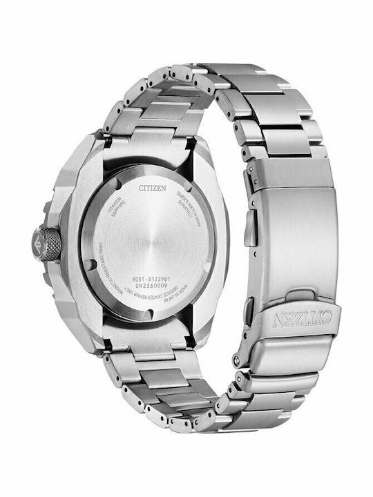 Citizen Promaster Mechanical Ανδρικό Ρολόι 46mm Αυτόματο με Ασημί Μεταλλικό Μπρασελέ