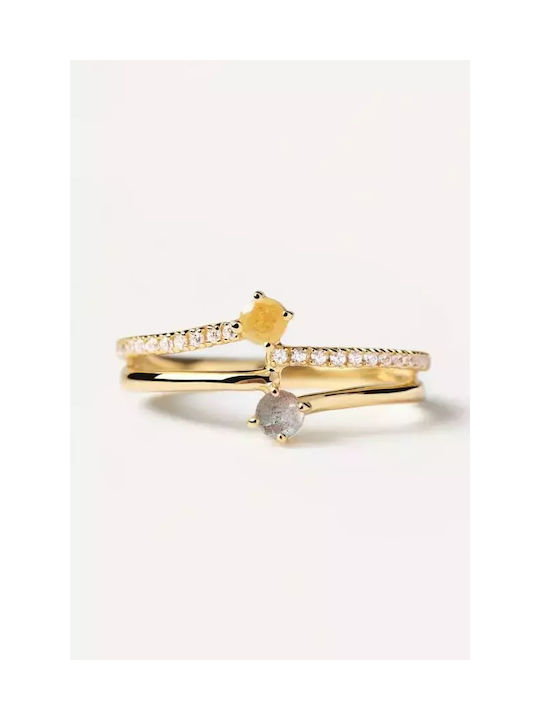 P D Paola Patio Women's Ring with Stones from Silver Gold Plated