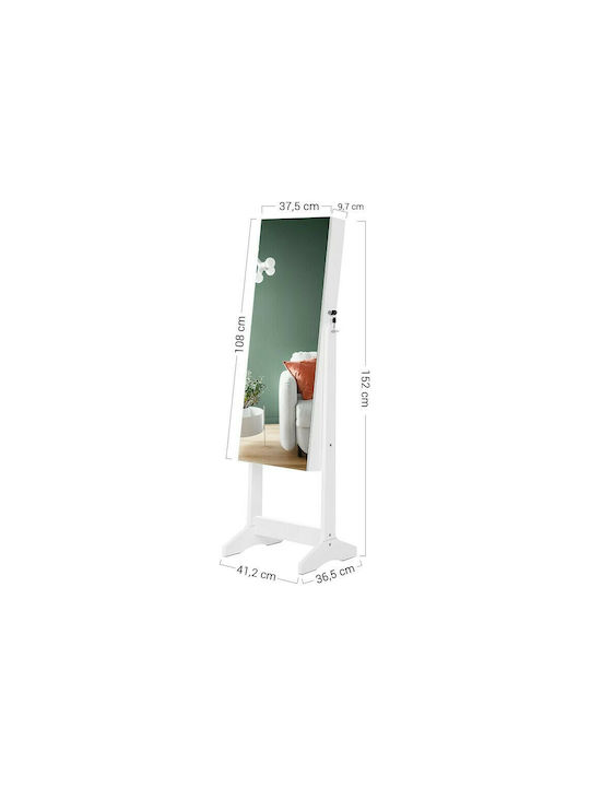 Songmics Boden- oder Standspiegel mit Weißem Holzrahmen 152x41,2cm