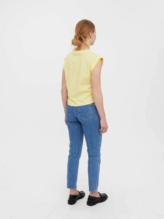 Vero Moda Bluza de Damă de Vară din Bumbac Fără mâneci Lemon Meringue