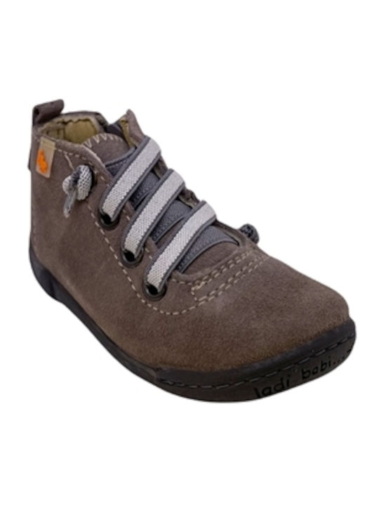 Vulladi Kids Suede Boots with Zipper Gray