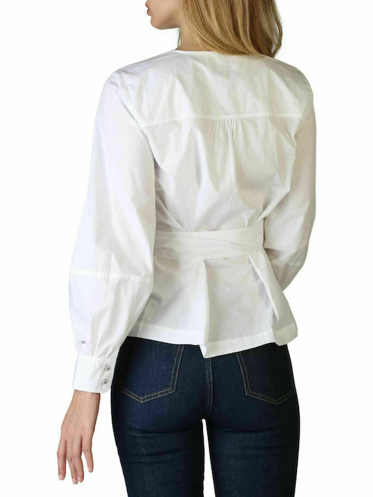 Tommy Hilfiger Women's Blouse Cotton Long Sleeve White