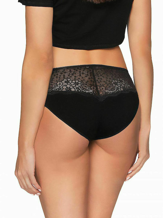 Babell Damen Slip mit Spitze Schwarz