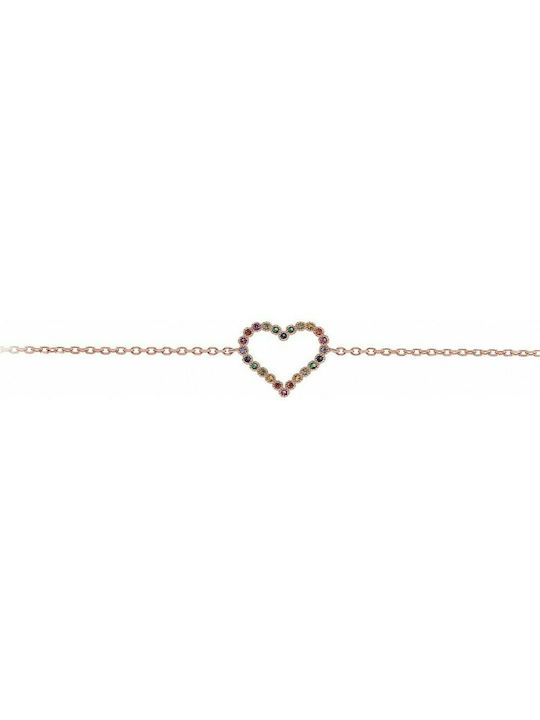 Prince Silvero Bracelet Chain with design Heart made of Silver Gold Plated with Zircon