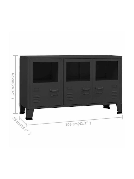 Glass Buffet Μαύρο L105xW35xH62cm