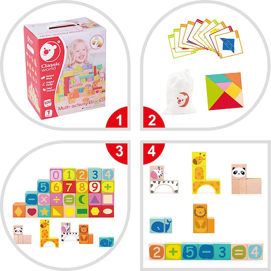 Classic World Дървени Конструктори Multi Activity за 1+ Години 100 Бройки