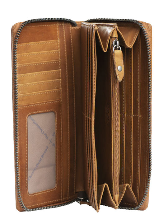 Large Leather Women's Wallet Classic with RFID Tabac Brown
