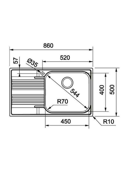 Franke Smart SRX 611-86 LB ΡΔ Αριστερός Ένθετος Νεροχύτης Inox Σατινέ Μ86xΠ50cm Ασημί