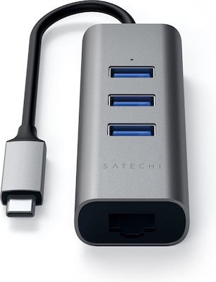 Satechi USB 3.1 3 Port Hub with USB-C / Ethernet Connection Gray