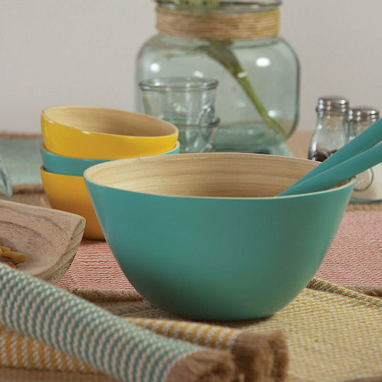 Nef-Nef Homeware Casta Купа за сервиране Кръгла от бамбук Синьо с диаметър 14бр Nef-Nef Homeware Casta Купа за сервиране Кръгла от бамбук Синьо с диаметър 14бр