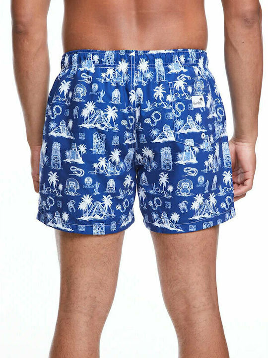 Boardies Tulum Men's Swimwear Shorts Blue with Patterns