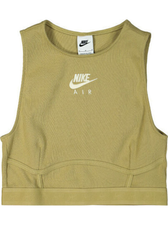 Air Women's Summer Crop Top Cotton Sleeveless Khaki