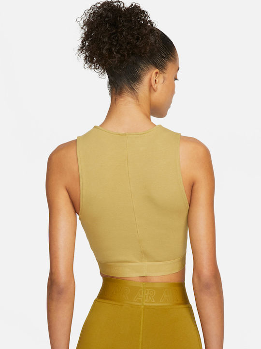 Air Women's Summer Crop Top Cotton Sleeveless Khaki
