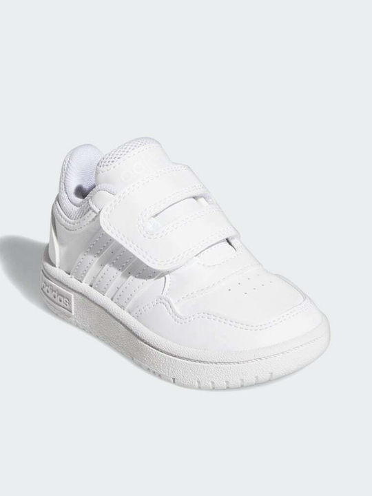 Hoops 3.0 CF Kids Sports Shoes with Hoop & Loop Closure Cloud White