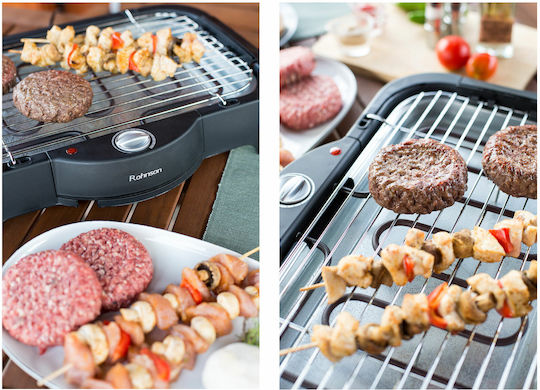 Rohnson Tischplatte Elektrogrill Grill 2000W mit einstellbarem Thermostat 41.5cmx24cmcm