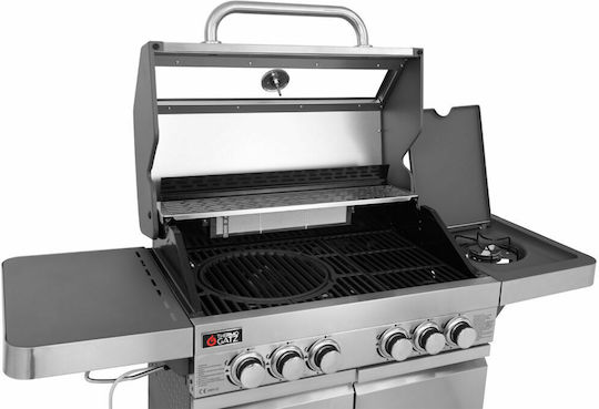 Thermogatz GS Grill View Ψησταριά Υγραερίου Μαντεμένιας Σχάρας 70x42εκ. με 5 Εστίες 18kW και Πλαϊνό Μάτι 2.5kW