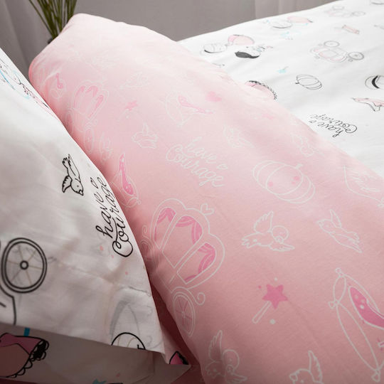 Vesta Home Σετ Σεντόνια Μονά Βαμβακερά Kids Cindy Λευκό 170x260cm 3τμχ