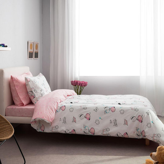 Vesta Home Single Set with Elastic Band Kids Cindy Pink 100x200cm