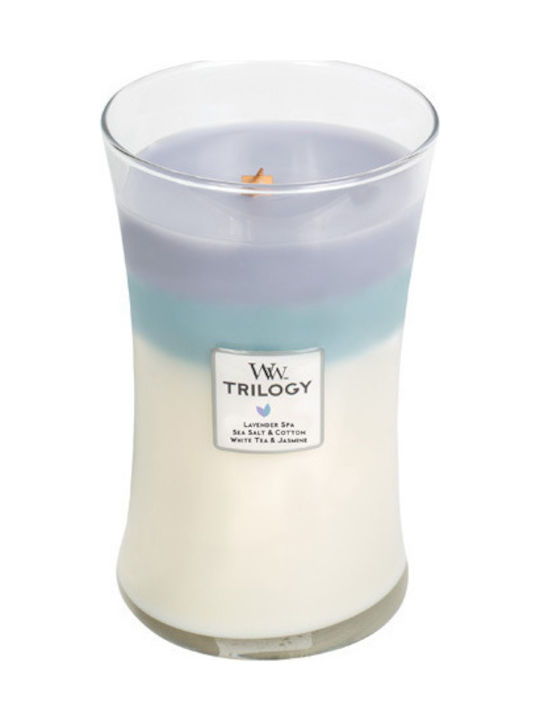 WoodWick Scented Candle Jar with Scent Calming Retreat Trilogy White 609.5gr 1pcs