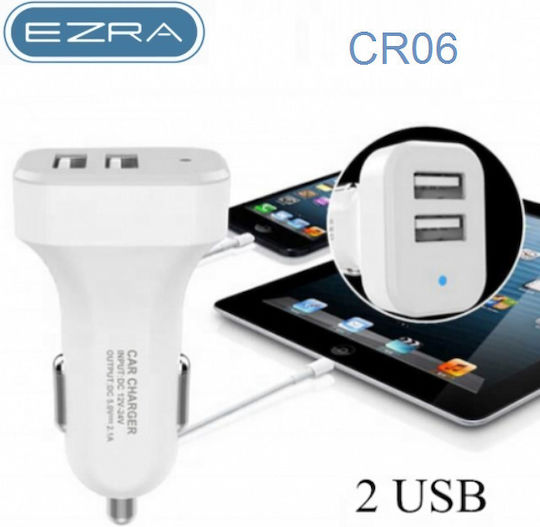 Ezra CR06 Auto-Ladegerät 2.1A mit Anschlüssen: 2xUSB Weiß Farbe
