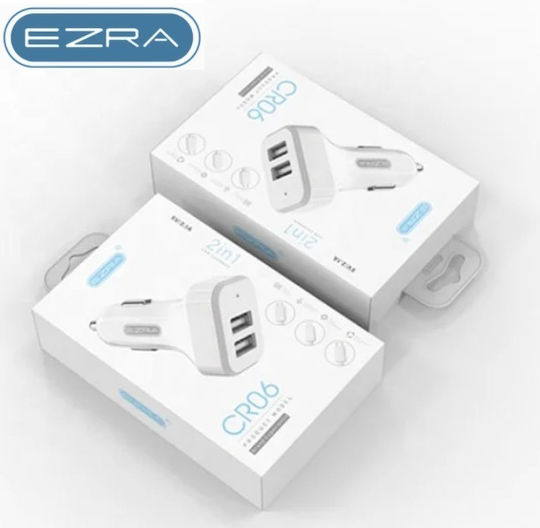 Ezra CR06 Auto-Ladegerät 2.1A mit Anschlüssen: 2xUSB Weiß Farbe