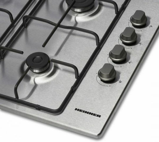 Heinner Gas Cooktop Autonomous Inox 58x51εκ. Silver