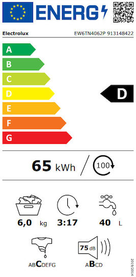 Electrolux Πλυντήριο Ρούχων Άνω Φόρτωσης 6kg 1000 Στροφών EW6TN4062P