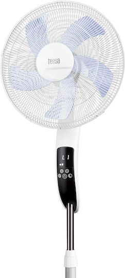 Teesa Ανεμιστήρας Ορθοστάτης 50W Διαμέτρου 44cm με Τηλεχειριστήριο Λευκός