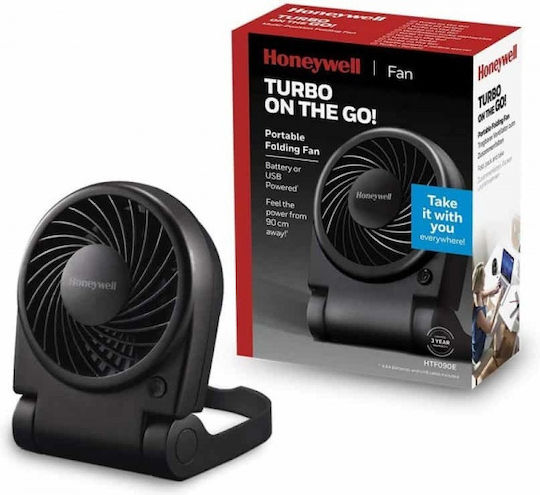 Honeywell HTF090E USB / Batteriebetriebener Klappbarer Ventilator 18cm mit USB Schwarz