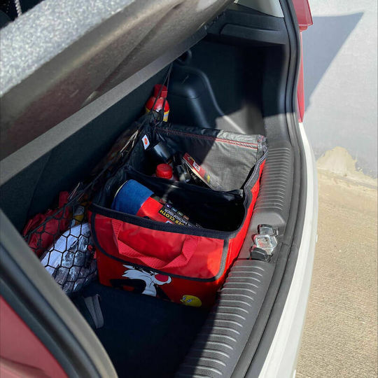 Looney Tunes Car Trunk Space Organizer Πτυσσόμενη με Φερμουάρ και Τσέπες Looney Tunes Sylvester & Tweety 30x39x24cm Κόκκινη