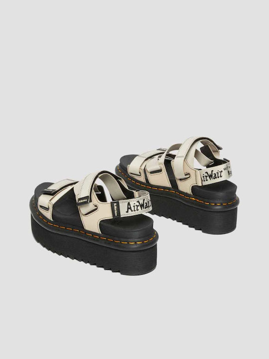 Kimber Webbing Δερμάτινα Γυναικεία Σανδάλια Flatforms Warm Sand