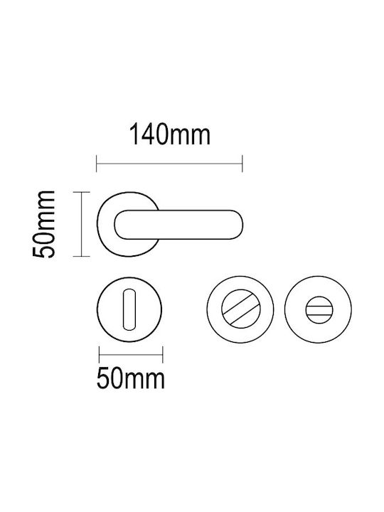 Viometale Lever Front Door with Rosette Right 06.700 Nickel