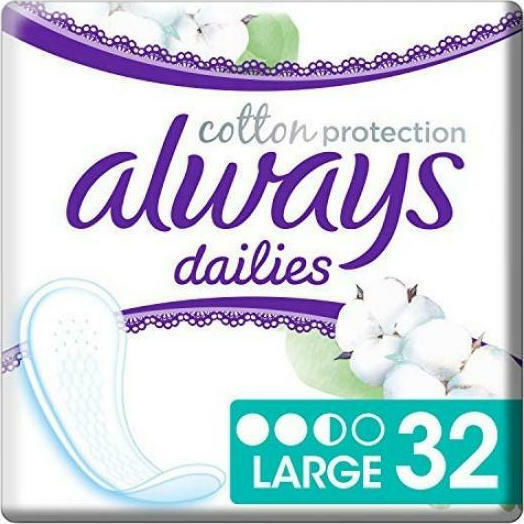 Always Dailies Cotton Protection Large Σερβιετάκια για Κανονική Ροή 2.5 Σταγόνες 32τμχ