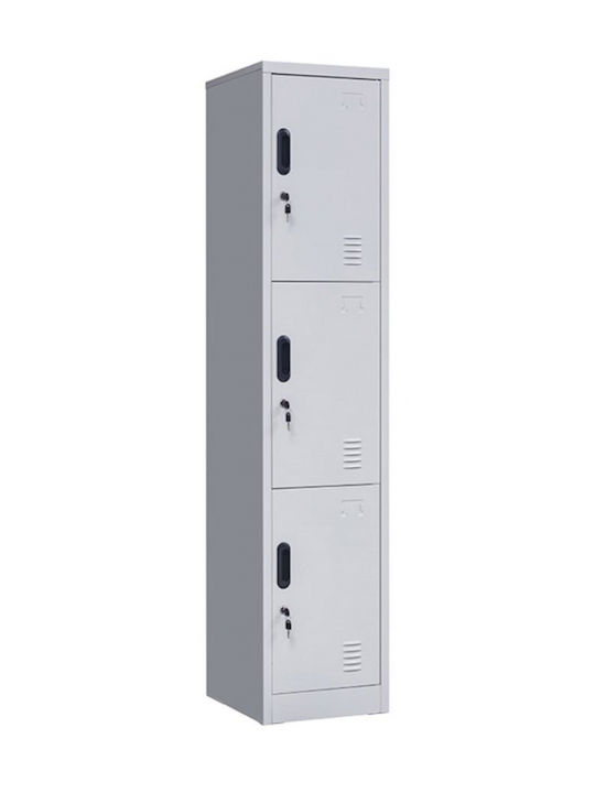 Locker Metallic with Locking Capability with 3 Cabinets White 38x45x185 cm E6006
