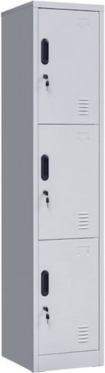 Шкафче Locker Метален с Възможност за Заключване с 3 Врати Бял 38x45x185 см E6006