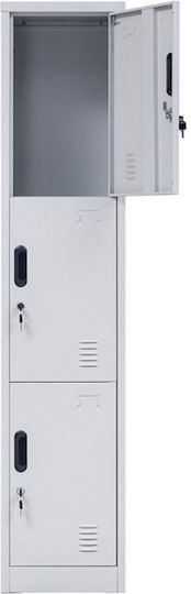 Шкафче Locker Метален с Възможност за Заключване с 3 Врати Бял 38x45x185 см E6006