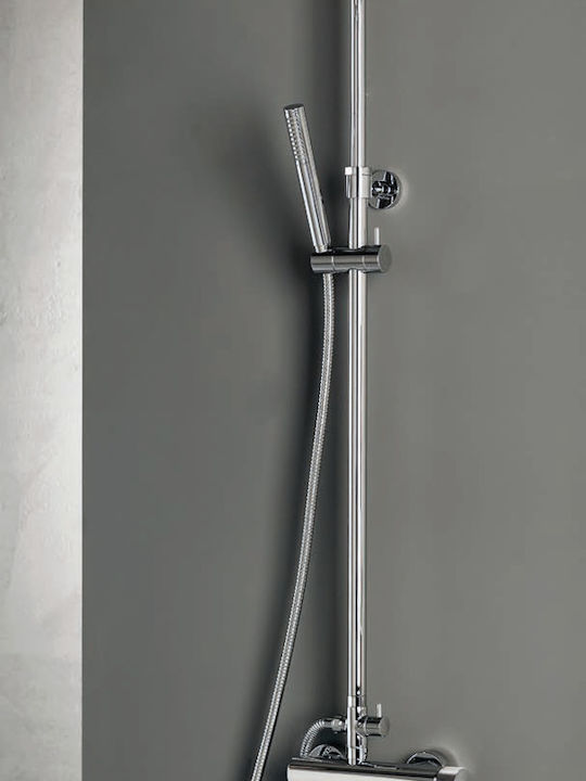 Armando Vicario Industrial Adjustable Shower Column with Mixer 83-144cm Silver