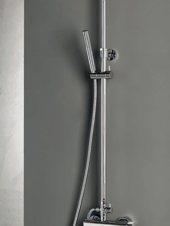 Armando Vicario Industrial Shower Column with Bathtub Mixer 117cm Silver