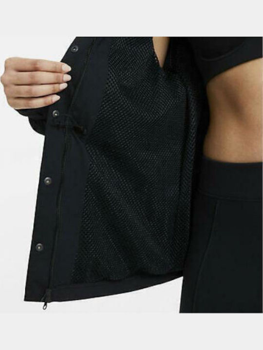 Sportswear Γυναικείο Αθλητικό Μπουφάν Αδιάβροχο και Αντιανεμικό Μαύρο