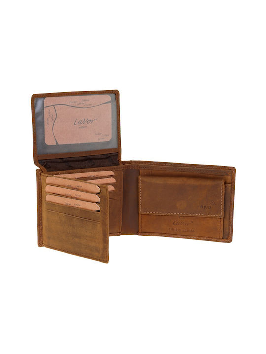 Lavor Men's Leather Wallet with RFID Coffee Open