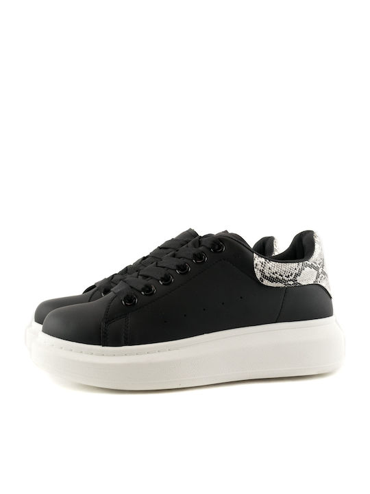 Love4shoes Femei Flatforms Sneakers Negre