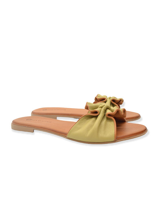 Hawkins Premium Leather Women's Flat Sandals in Green Color