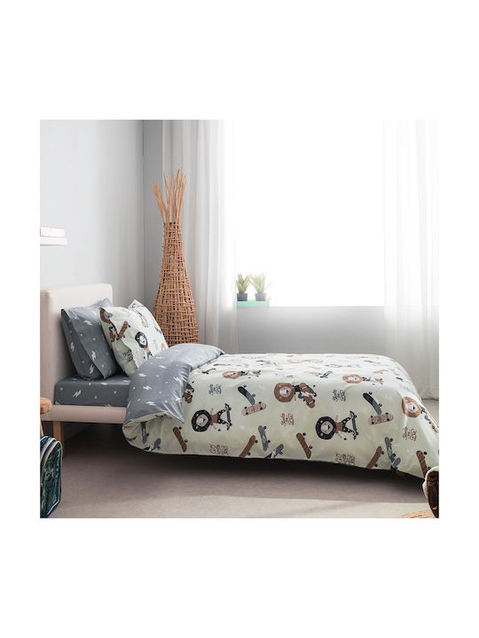 Vesta Home Sheet Set Single Cotton Lion Gray 170x260cm 3pcs