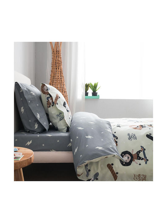 Vesta Home Sheet Set Single Cotton Lion Gray 170x260cm 3pcs