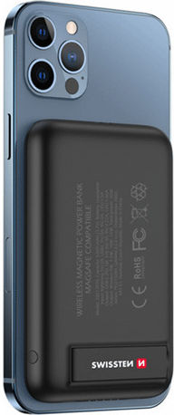 Swissten 22013970 MagSafe Power Bank 5000mAh 20W με Θύρα USB-C Power Delivery / Quick Charge 3.0 Μαύρο