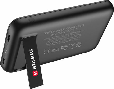 Swissten 22013970 MagSafe Power Bank 5000mAh 20W με Θύρα USB-C Power Delivery / Quick Charge 3.0 Μαύρο