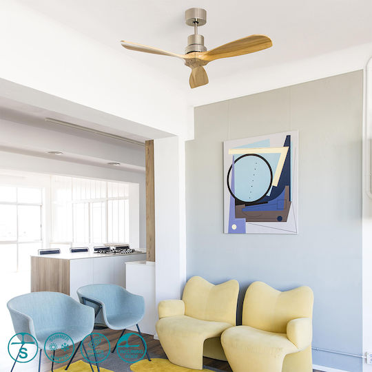 Faro Barcelona Mini Lantau S Ceiling Fan 107cm Matt Nickel Pine